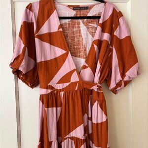 Mister Zimi Pink and Orange Wrap Maxi Dress